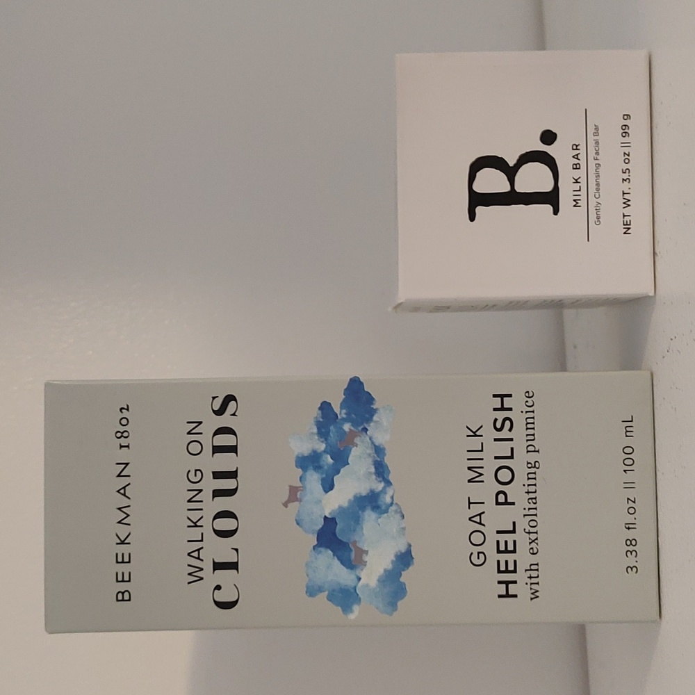 Beekman 1802 Goat Milk,Walking on Clouds HEEL POLISH and Milk Bar Facial soap